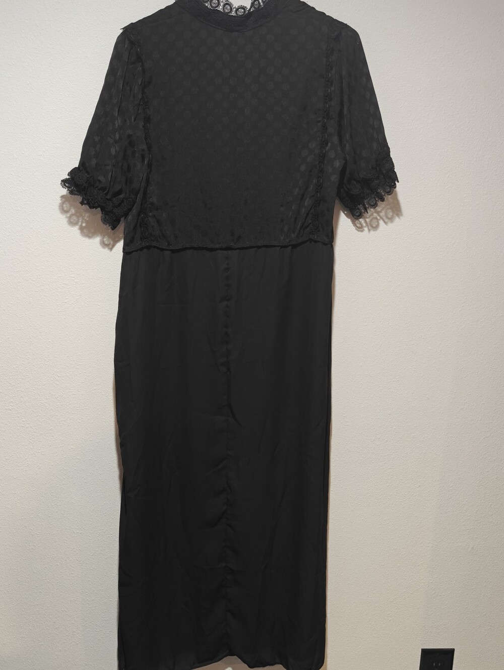 NWT $198 Max Studio Maxi Dress Large Black Lace Vampire Whimsigoth Addamscore - Picture 3 of 7